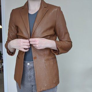 Genuine Leather Camel Trench Coat